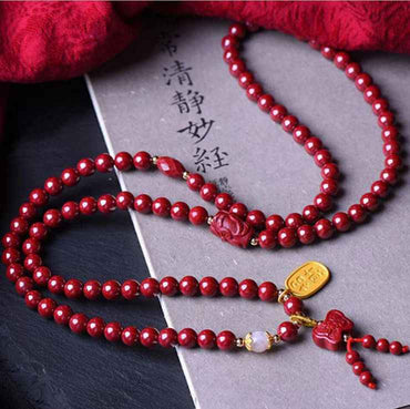 108-Bead Purple Cinnabar Auspicious Bracelet – Fortune Accumulation & Spiritual Harmony