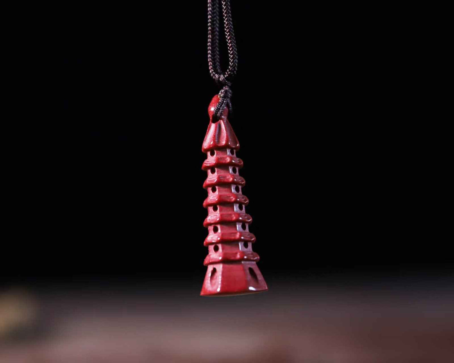 Purple-Gold Cinnabar Wenchang Pagoda Pendant – Scholar’s Wisdom & Academic Success