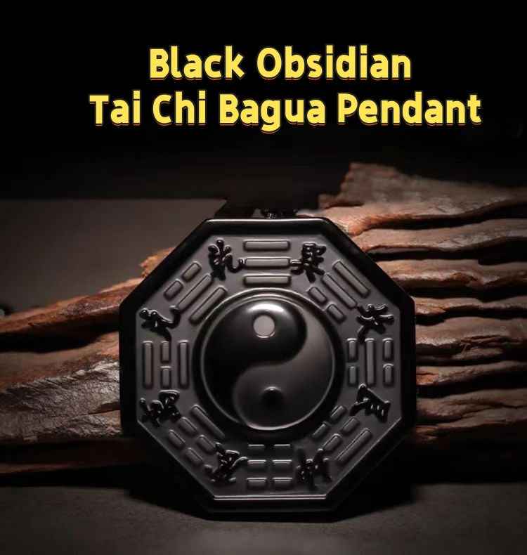Black Obsidian Tai Chi Bagua Pendant – Yin-Yang Balance Talisman (4.7×4.8mm)