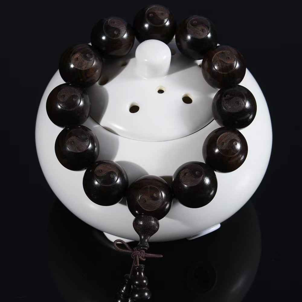 Black Sandalwood Taiji Bracelet – Harmony of Nature & Cosmic Balance