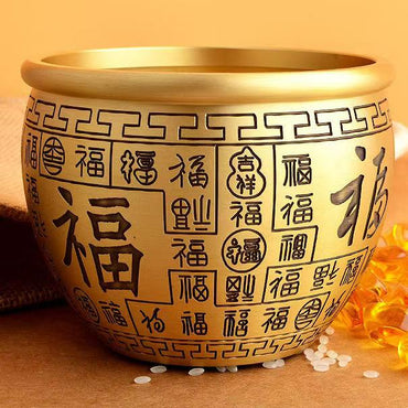 Brass "Hundred Fu" Blessing Urn | 百福缸黃銅聚寶盆