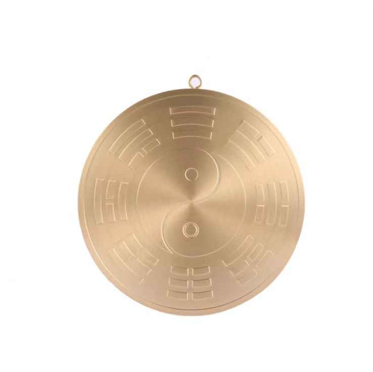 Brass Engraved Mountain & Sea Wall Plaque – Laser-Colored Feng Shui Round Talisman