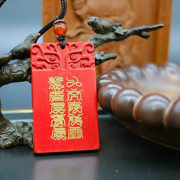 Celestial Thunder Ancestor Cinnabar Pendant – Divine Authority & Spiritual Safeguard