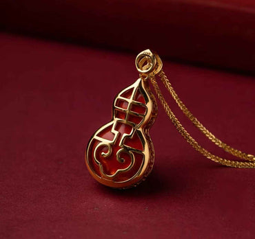 Cinnabar Gold-Plated Hulu Pendant – Fortune & Spiritual Safeguard