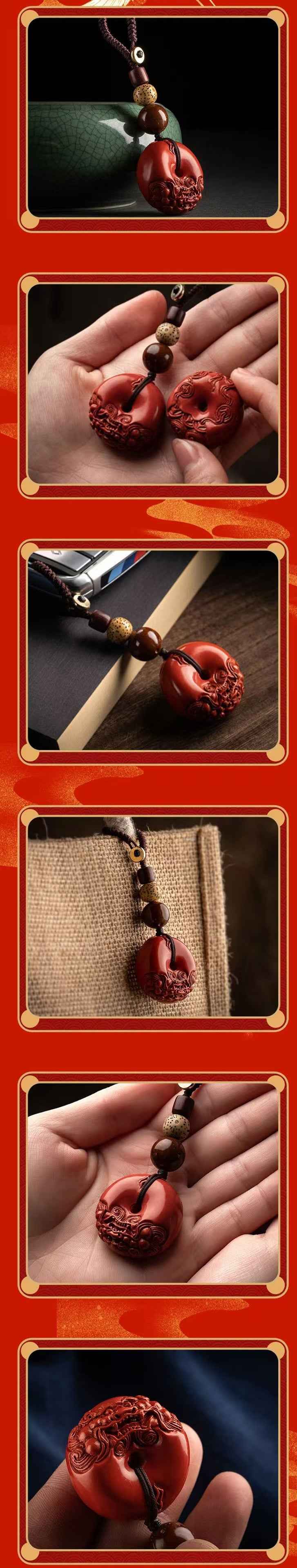 Cinnabar Pi Xiu Peace Knot Pendant – Wealth Guardian & Spiritual Safeguard