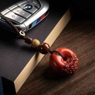 Cinnabar Pi Xiu Peace Knot Pendant – Wealth Guardian & Spiritual Safeguard