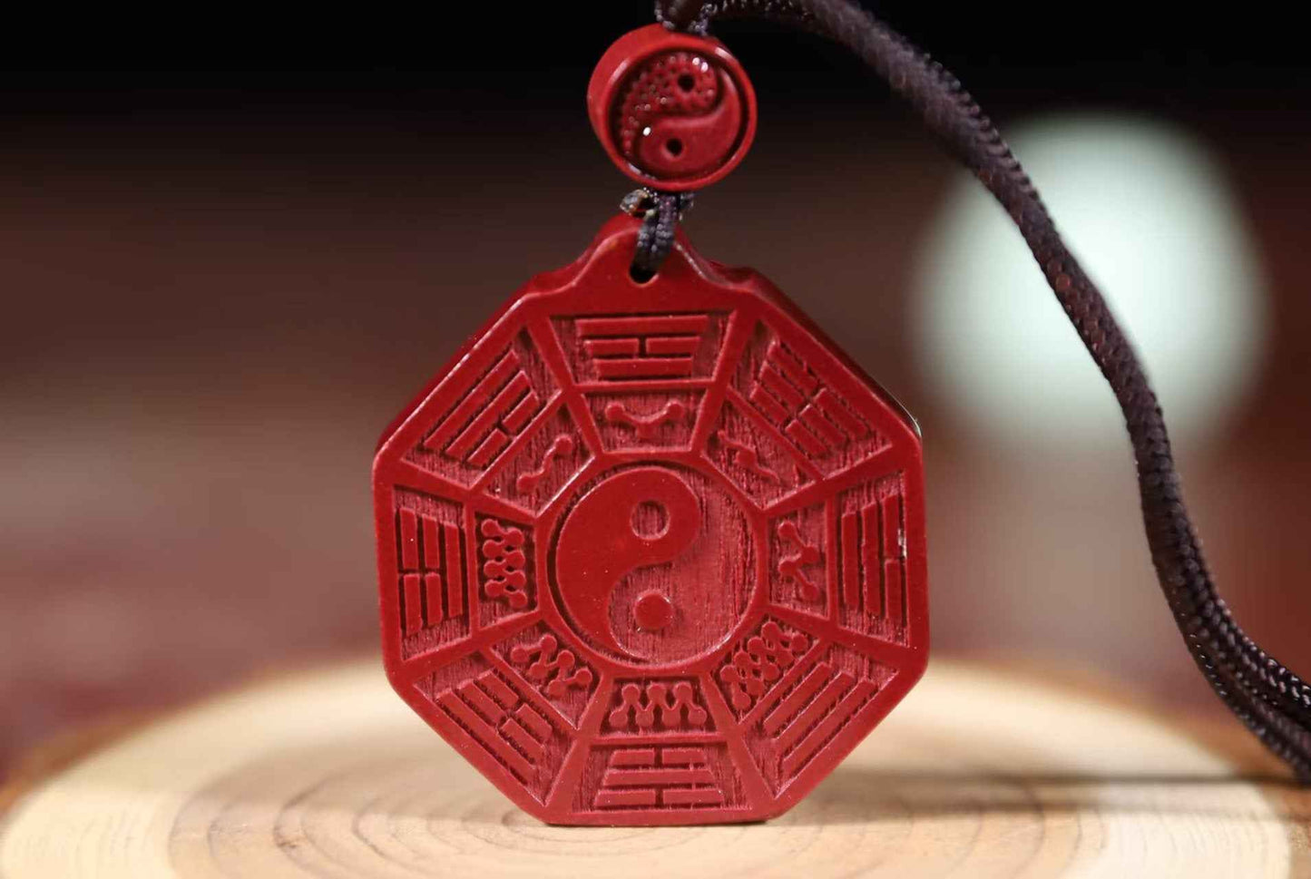 Cinnabar Taiji Bagua Pendant – Cosmic Harmony & Spiritual