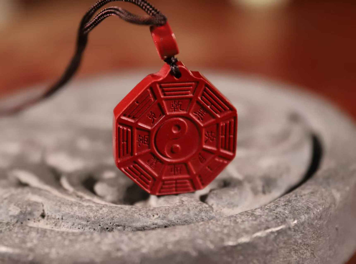 Cinnabar Taiji Bagua Pendant – Cosmic Harmony & Spiritual