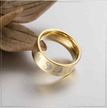 Titanium Steel "Dao Follows Nature" Ring – Tai Chi Yin-Yang Spiritual Jewelry (18mm)