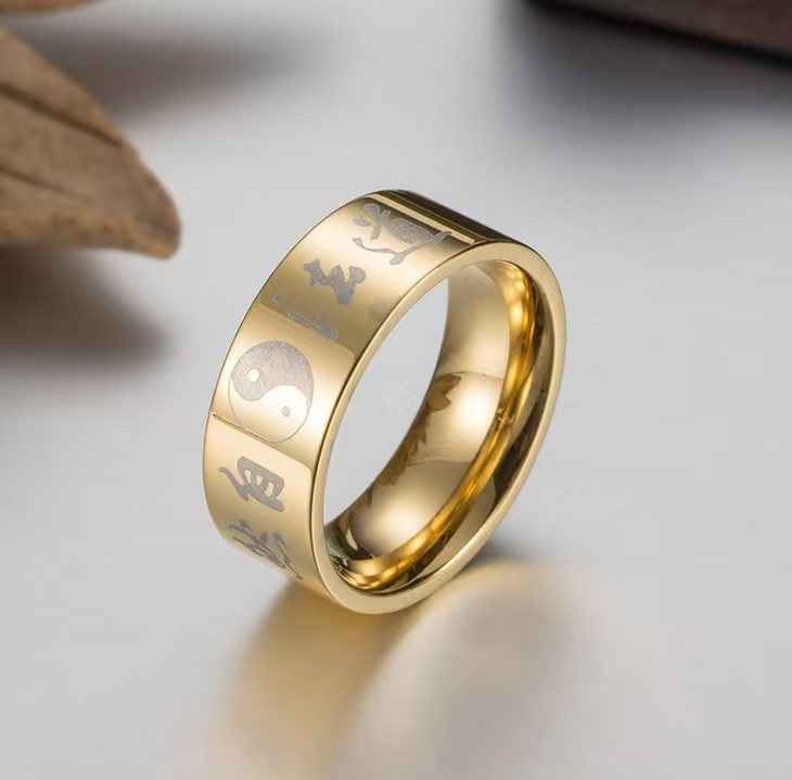 Titanium Steel "Dao Follows Nature" Ring – Tai Chi Yin-Yang Spiritual Jewelry (18mm)