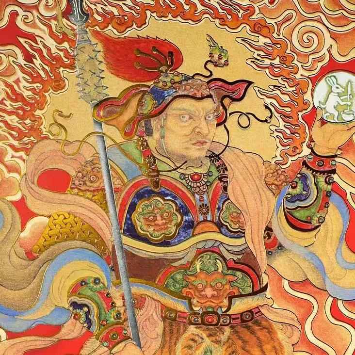 Divine Might Guardian Door Gods | Intangible Cultural Heritage Gold Foil New Year Prints | Dual-Process 3D Door God Set (30×38cm ×2 Sheets)