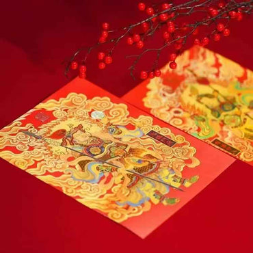 Divine Might Guardian Door Gods | Intangible Cultural Heritage Gold Foil New Year Prints | Dual-Process 3D Door God Set (30×38cm ×2 Sheets)