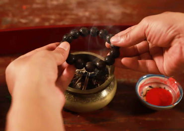 Ebony Taiji Bagua Bracelet - Yin Yang Carved Wooden Beads with Cosmic Harmony (15mm/20mm Sizes)