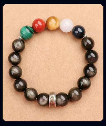 Five Paths Wealth Deities Gemstone Bracelet – Quintessential Elemental Harmony