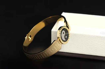 Golden Light Titanium Steel Taiji Bangle – Spiritual Armor & Modern Elegance