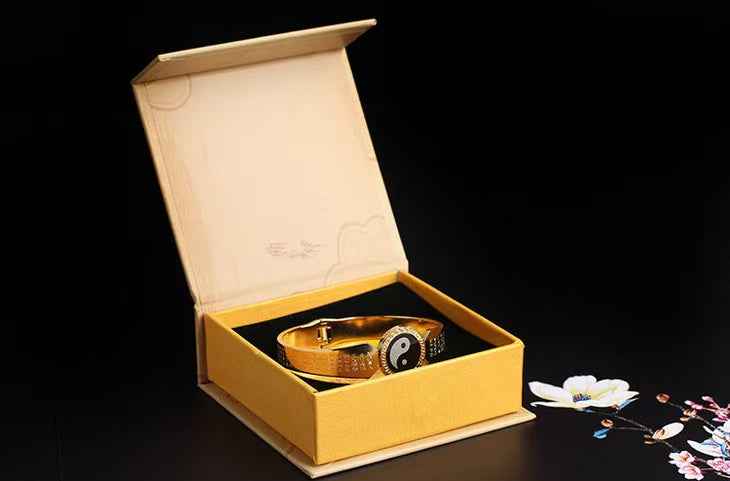 Golden Light Titanium Steel Taiji Bangle – Spiritual Armor & Modern Elegance