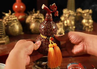 Hand-Painted Brass Hundred Blessings Gourd Sculpture – Feng Shui Prosperity Talisman in Three Sizes