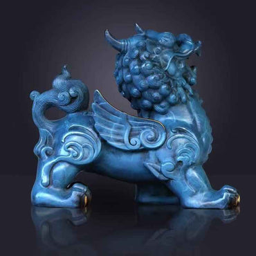 Hand-Painted Brass Pi Xiu Sculpture – Feng Shui Wealth Guardian in Three Sizes