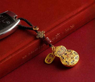 Handcrafted Solid Copper Cloisonné Gourd Pendant - Auspicious Symbols Artisan Jewelry (4cm)