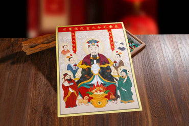 Kitchen God New Year Print - Auspicious Gold Foil Art