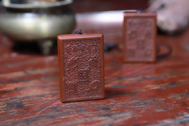  Lightning-Struck Jujube Wood Five Sacred Peaks Talisman – Engraved Taoist Mountain Guardian Plaque