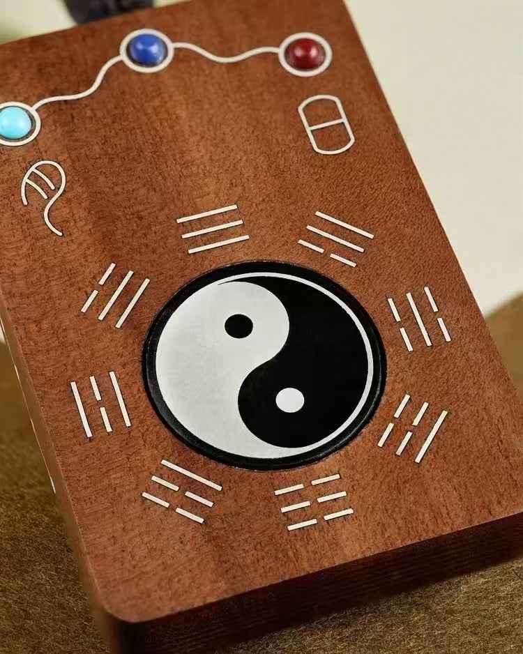 Lightning-Struck Jujube Wood & Silver Inlay Taiji Pendant – Cosmic Harmony & Spiritual Defense