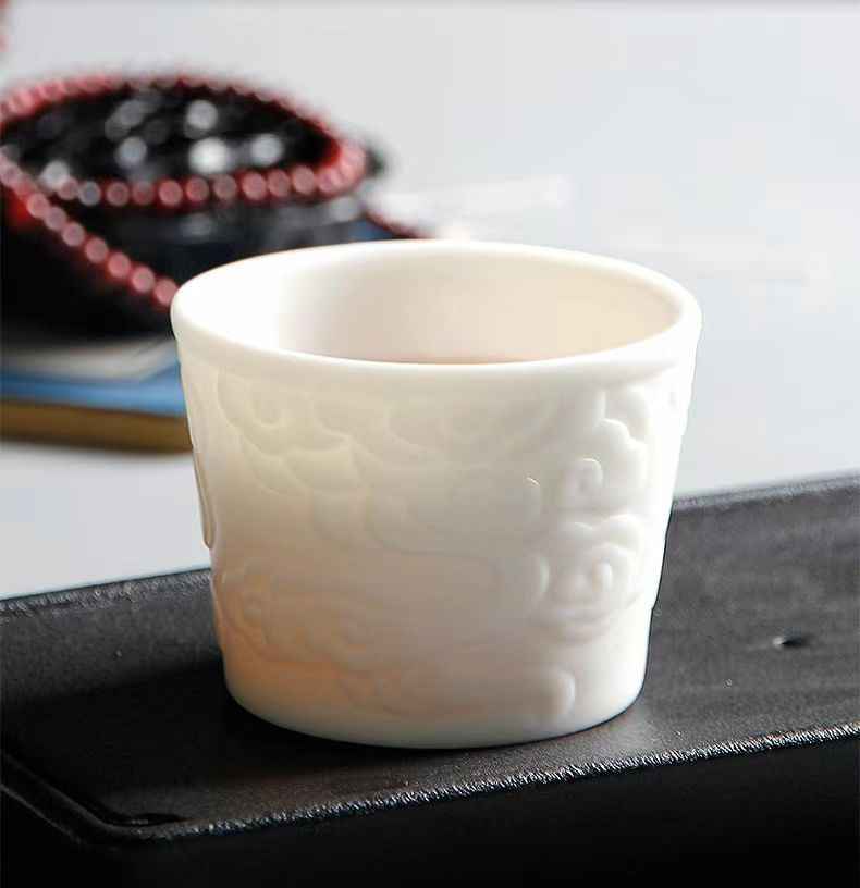 Guan Yun • Mutton-Fat Jade Porcelain Teacup – Collector’s Elegance & Auspicious Serenity