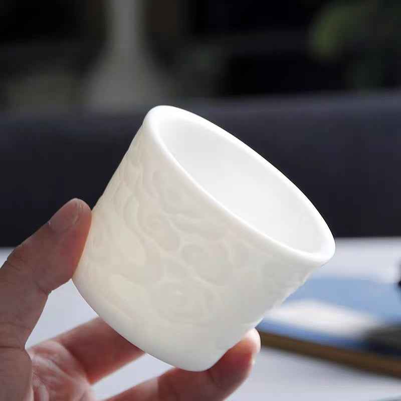 Guan Yun • Mutton-Fat Jade Porcelain Teacup – Collector’s Elegance & Auspicious Serenity