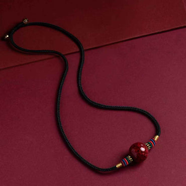 Natural Cinnabar Collarbone Pendant Necklace – Spiritual Elegance & Protection