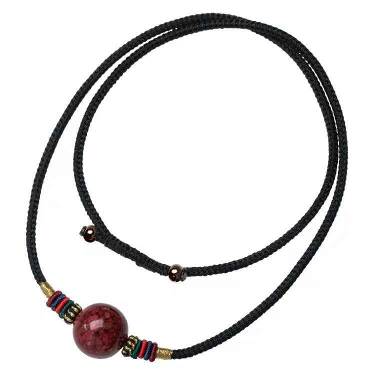 Natural Cinnabar Collarbone Pendant Necklace – Spiritual Elegance & Protection