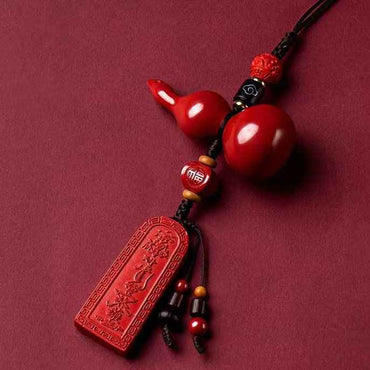 Natural Cinnabar Hulu & Peace Talisman Pendant – Spiritual Harmony & Protection