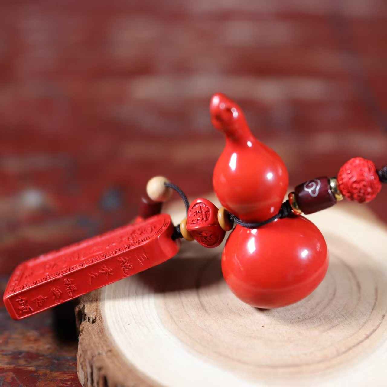 Natural Cinnabar Hulu & Peace Talisman Pendant – Spiritual Harmony & Protection