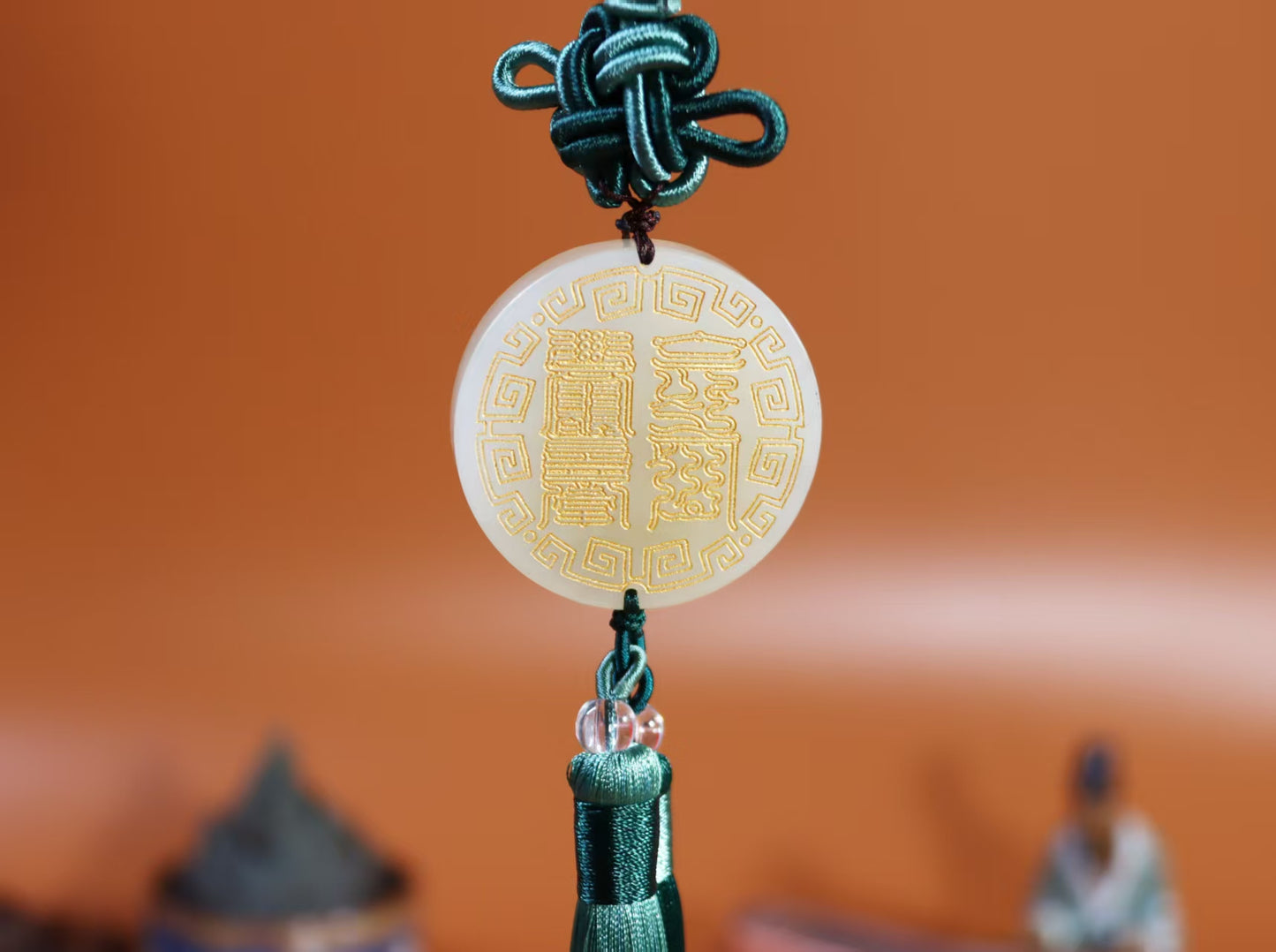 Natural Xiuyan Jade Peace Talisman Pendant | 天然岫玉符文掛件 出入安康