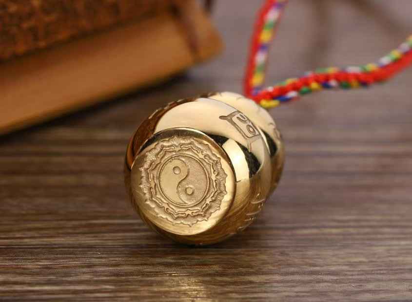 Nine Mantra Titanium Steel Hulu Pendant - Engraved Taoist Talisman with Opening Design (40mm|Adjustable)