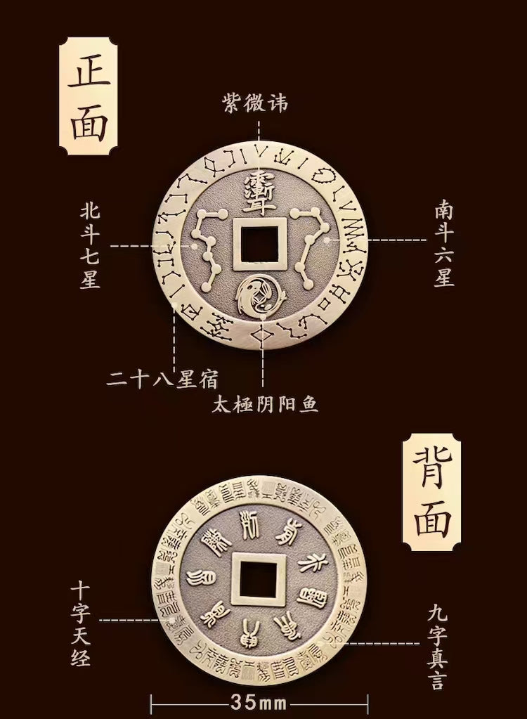 Nine Celestial Words Pure Copper Pendant | 純銅九字真言紫薇諱掛件