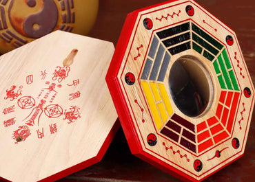 Peach Wood Qian Kun Mirror – Yin-Yang Balancing Feng Shui Talisman with Hand-Painted Art