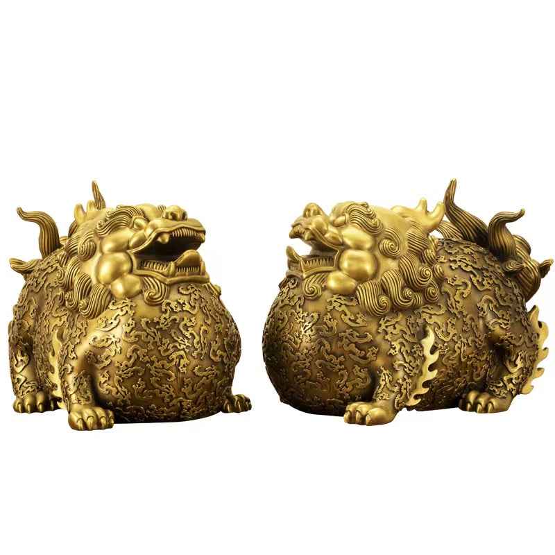 Pi Xiu (Pi Yao) Wealth Statue Set – Male & Female Pair (Pure Copper) – Office/Home/Grand Opening Gift