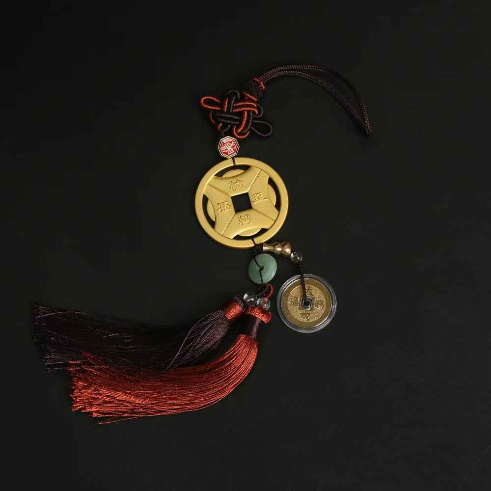 Prosperity Coin Wheel Brass Amulet - Solid Brass Feng Shui Wall Hanging (37cm|Cultural Wealth Symbol)