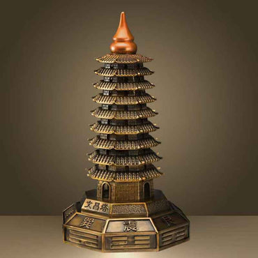 Pure Brass Bagua Wen Chang Tower – Feng Shui Academic & Career Success Sculpture in Multiple Sizes