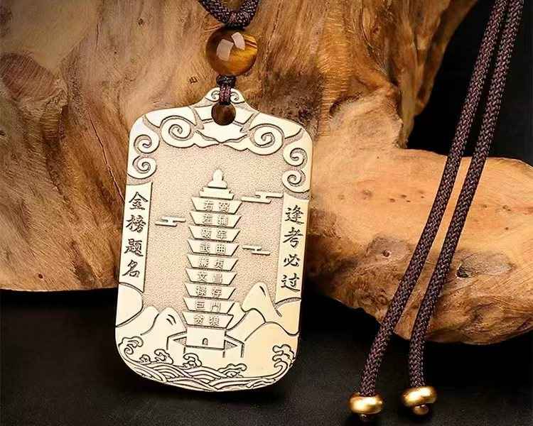 Pure Copper Nine-Tiered Wenchang Pagoda Pendant – Scholar’s Wisdom & Cosmic Ascension