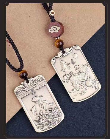 Pure Copper Qilin & Dragon Gate Pendant – Ascension & Imperial Blessings