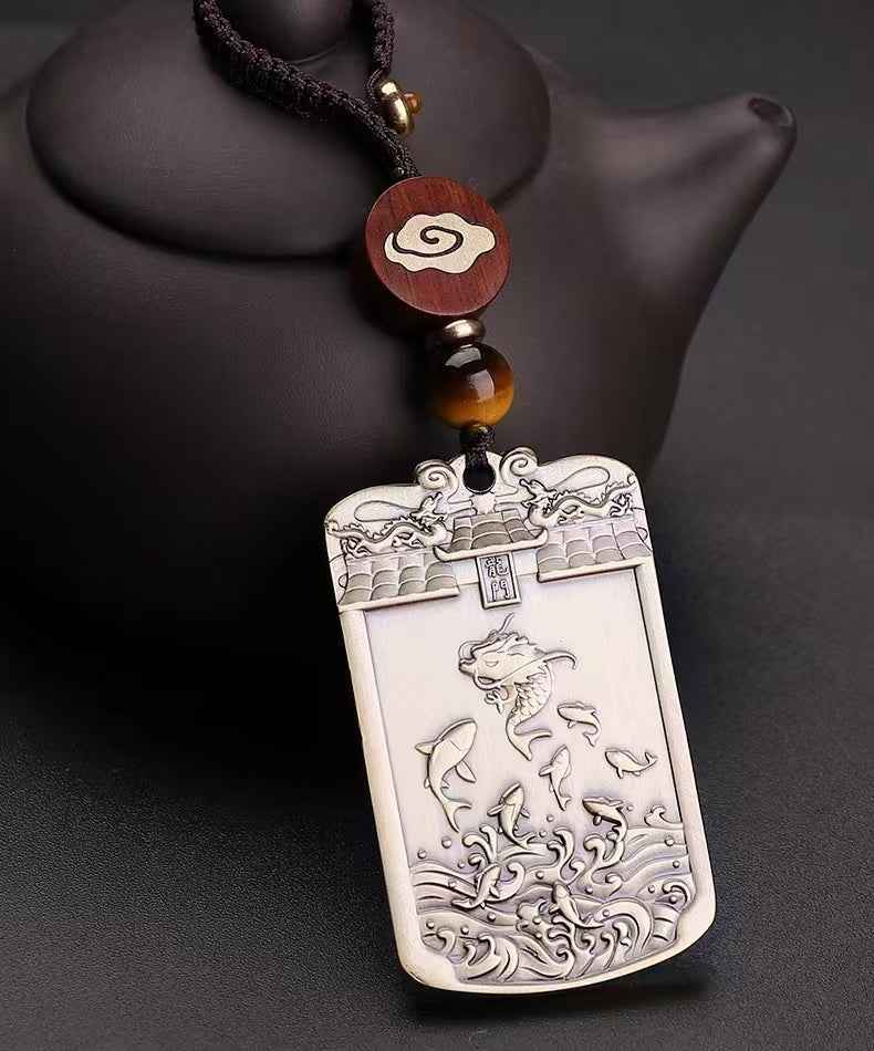 Pure Copper Qilin & Dragon Gate Pendant – Ascension & Imperial Blessings