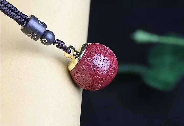 Purple-Gold Cinnabar Bead Pendants – Dual Blessings & Timeless Elegance