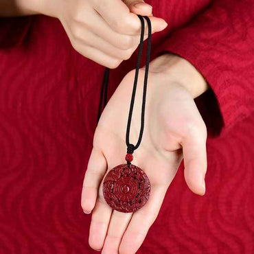 Purple-Gold Cinnabar Dragon & Phoenix Pendant – Celestial Harmony & Imperial Blessings