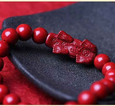 Purple-Gold Cinnabar Pi Xiu Bracelet – Wealth Guardian & Spiritual Elegance