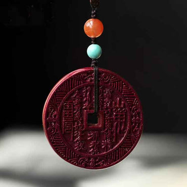 Purple Gold Sand Shan Gui Talisman Coin – High-Purity Cinnabar Amulet
