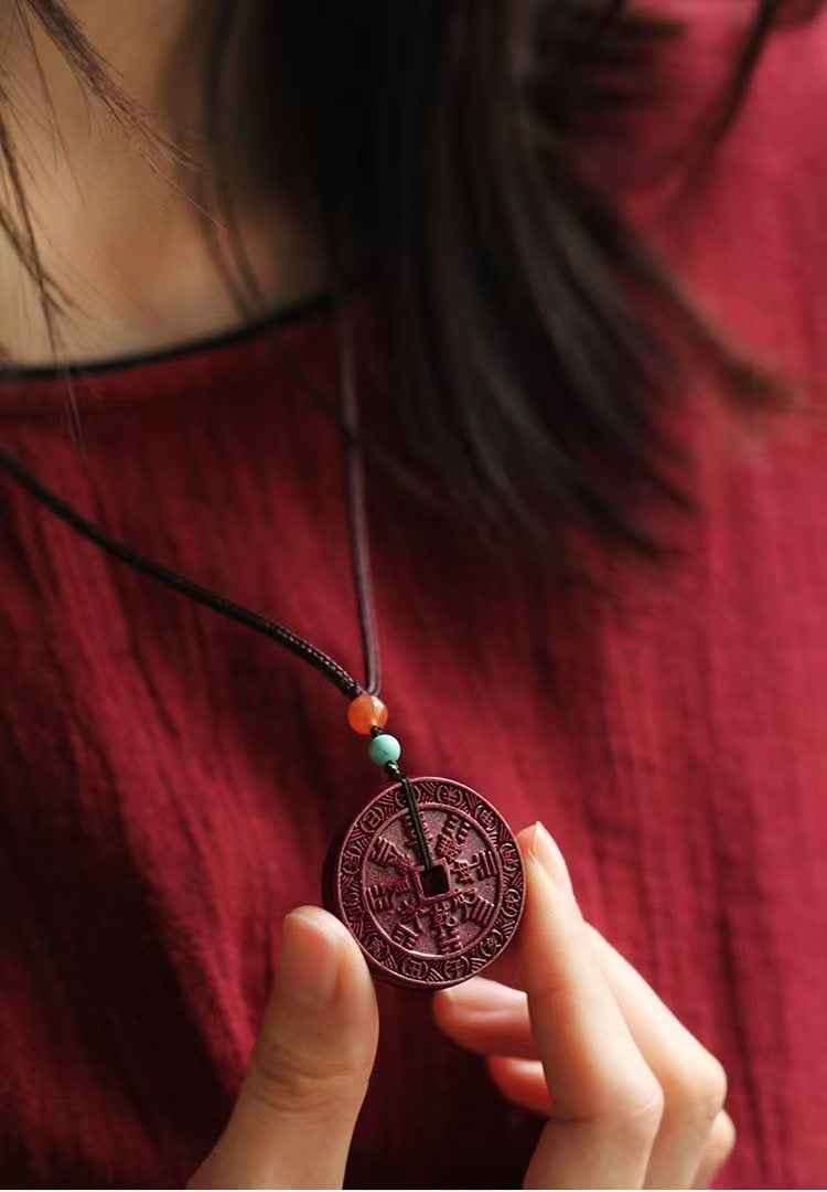 Purple Gold Sand Shan Gui Talisman Coin – High-Purity Cinnabar Amulet