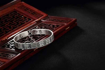 Qian Kun Bagua Open Bangle – 999 Pure Silver Yin-Yang Adjustable Bracelet
