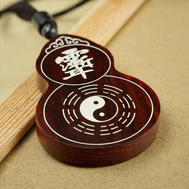 Rosewood & Silver Inlay Hulu Pendant – Cosmic Harmony & Celestial Protection