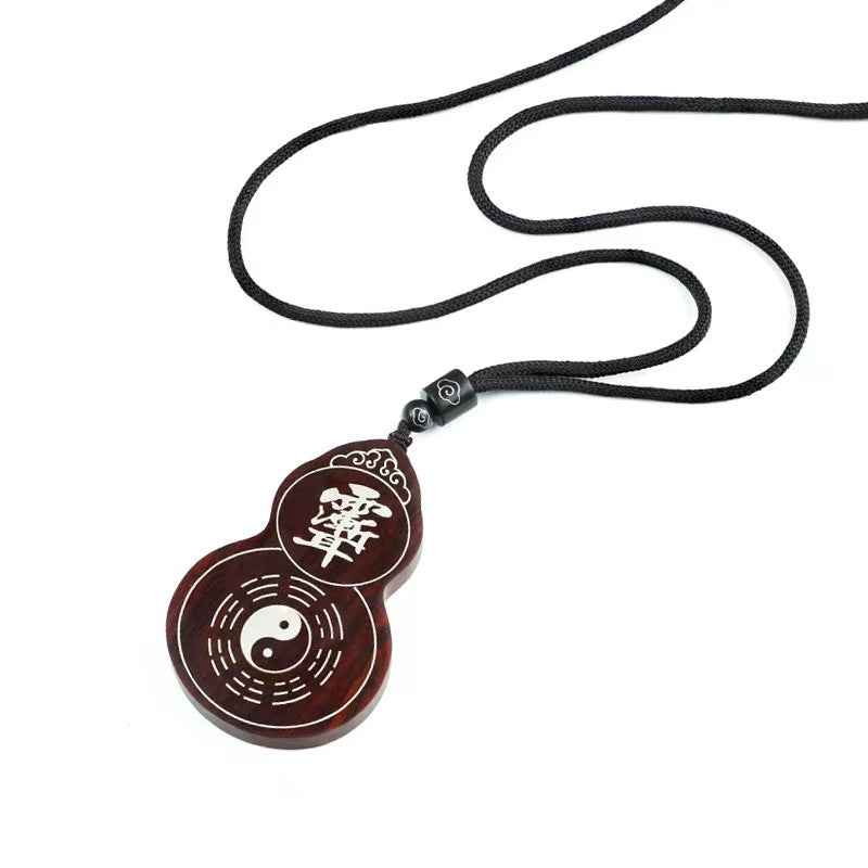 Rosewood & Silver Inlay Hulu Pendant – Cosmic Harmony & Celestial Protection